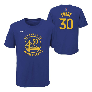 Kids' Golden State Warriors Steph Curry Name & Number Nike T-Shirt Small Blue
