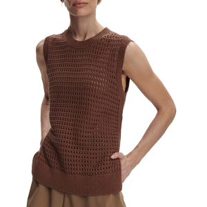 Women's Varley Darin Longline Knit Crew Neck Tank Top Large Cocoa Dust