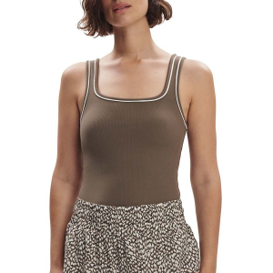 Women's Varley Barney Piped Scoop Neck Tank Top Large Chocolate Chip