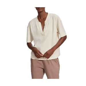 Women's Varley Kasey Mock Placket Rib T-Shirt XLarge Birch