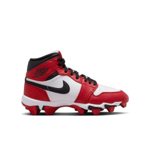 Boys' Jordan 1 Mid Molded Football Cleats Little 3 White/Black/Gym Red