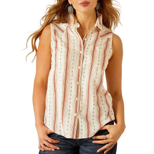 Women's Ariat Billie Jean Sleeveless Button Up Shirt XLarge Desert Star
