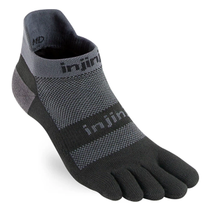 Adult Injinji Footwear Injinji Run Midweight No Show Socks Medium Black/Grey Singles