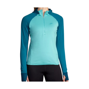 Women's Brooks Notch Thermal 2.0 Long Sleeve 1/4 Zip Small Aqua/Moroccan Blue
