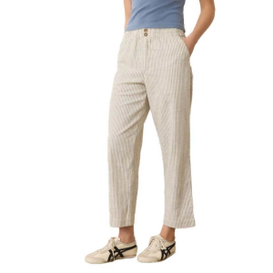Women's Marine Layer Elle Relaxed Crop Pants Large Cream/Shadow Stripe