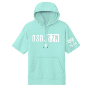 Boys' Baseball Lifestyle BSBL-SZN Short Sleeve Hoodie V2 Baseball Hoodie Small Mint/White