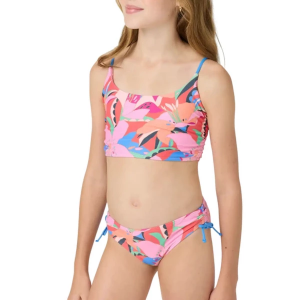 Girls' O'Neill Cabana Floral Ruched Bralette Swim Bikini Set 12 Multi