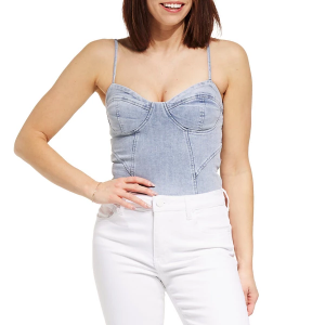 Women's Le Lis Denim Bustier Bodysuit Medium Light Denim