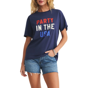 Women's Z Supply Party Boyfriend T-Shirt XSmall Yacht Blue