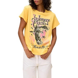 Women's Day Dreamer Johnny Cash Eagle Poster Tour T-Shirt Small Gold