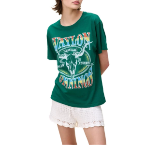 Women's Day Dreamer Waylon Jennings Outlaw Legend Boyfriend T-Shirt Large Hunter Green