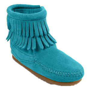 Kids' Minnetonka Double Fringe Side Zip Western Boots Little 1 Turquoise
