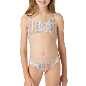 Girls' O'Neill Cora Floral Ruched Bralette Swim Bikini Set 7 Multi
