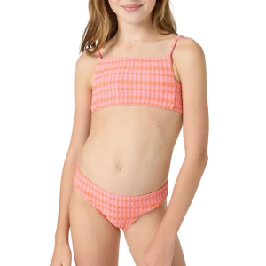 Girls' O'Neill Paradise Plaid Square Neck Swim Bikini Set 14 Pink