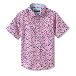 Boys' Johnston & Murphy Sunglasses Print Button Up Shirt Medium Pink