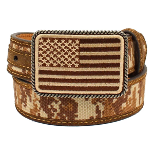 Kids' Ariat Digital Camo Flag Belt 28 Brown