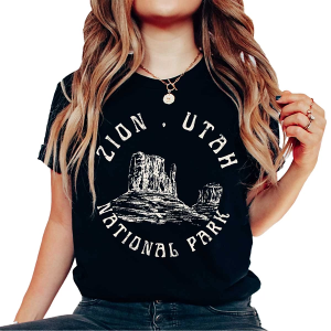 Women's A. Blush Zion National Park Utah T-Shirt Large Black