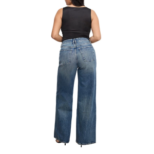 Women's GOOD AMERICAN Good Skate Relaxed Fit Wide Leg Jeans Indigo 0 34