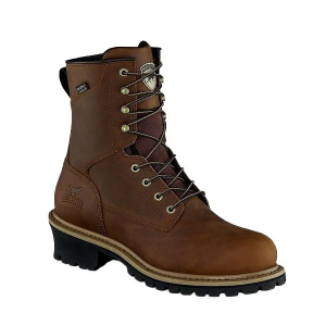 Men's Irish Setter Mesabi 8in WP Logger Work Boots Outdoor 8.5 Brown Leather