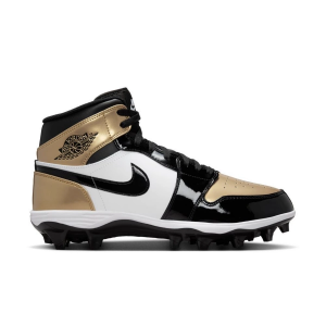 Men's Jordan 1 Mid TD Molded Football Cleats 10 Metallic Gold/Black/White