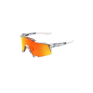 Men's One Hundred Percent Speedcraft Polarized Sunglasses Polished Translucent Clear/HiPER Red Multilayer Mirror