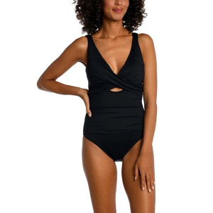 Women's La Blanca Cross Front Keyhole One Piece Swimsuit Contemporary 6 Black