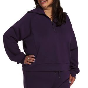 Women's Spanx AirEssentials 1/2 Zip Pullover 1X Aubergine