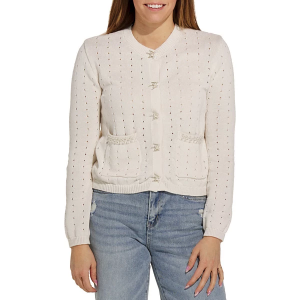Women's Dex Clothing Cardigan Pointelle Button XLarge Ecru