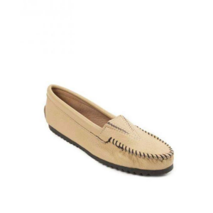 Women's Minnetonka Deerskin Gore Front Moc Shoes Regular 5 Champagne