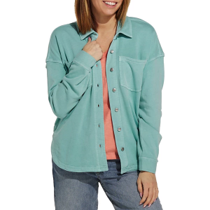 Women's North River French Terry Long Sleeve Shacket Small Turquoise
