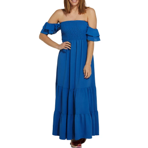 Women's Ces Femme Flutter Tier Maxi Dress Large Blue