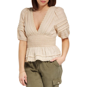 Women's DRESS FORUM Cotton Peplum Shirt Medium Natural