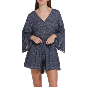 Women's DRESS FORUM Button Up Romper Large Dark Denim
