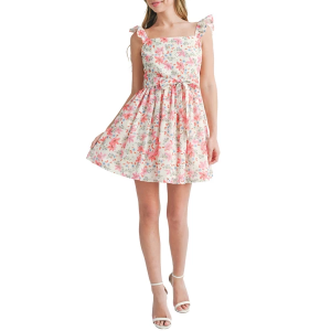 Women's Lush Pink Floral Dress Small Pink Multi