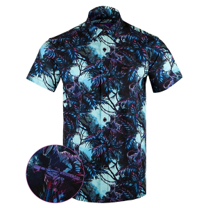Men's Retro Rifle Prehistoric V2 Button Down Button Up Shirt 3XLarge Blue