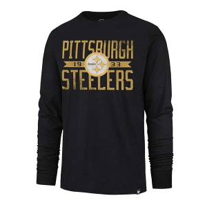 Pittsburgh Steelers 47 Brand Wide Out Long Sleeve T-Shirt Medium Black