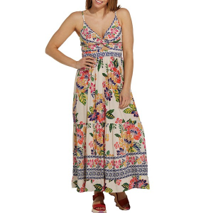 Women's Angie Twist Tiered Maxi Dress Medium Cream Multi