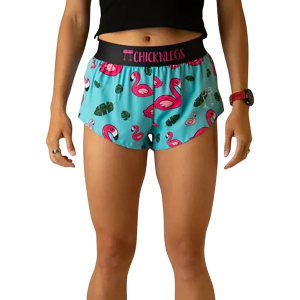 Women's ChicknLegs Split Shorts Large Blue Flamingo