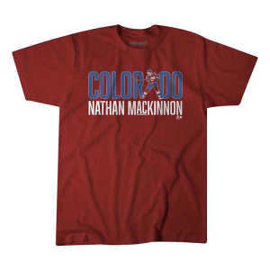 Colorado Avalanche BreakingT #29 Kids' Nathan MacKinnon Letter Star Kids' T-Shirt Small Maroon
