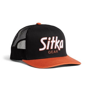 Men's Sitka 90s Script Hi Pro Trucker Adjustable Hat One Size Black Orange
