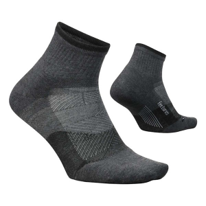Men's Feetures Trail Quarter Running Socks XLarge Grey Singles
