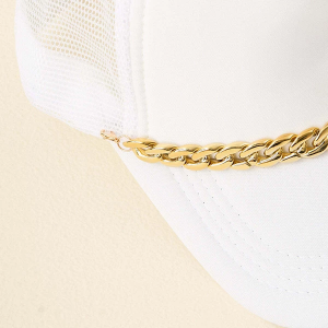 Women's Darling Effect Trucker Hat Chain Snapback Hat One Size Gold Link