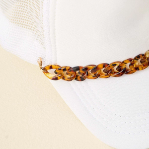 Women's Darling Effect Trucker Hat Chain Snapback Hat One Size Acrylic Tortoise