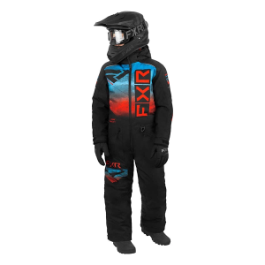 FXR Kids' Helium Monosuit Snow Suit 10 Black/Blue-Red Haze