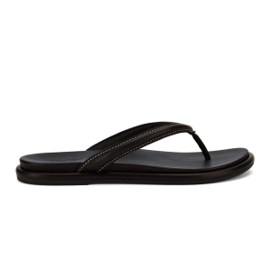 Women's OluKai Tiare Flip Flop Sandals 6 Black / Black