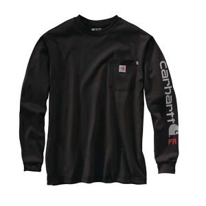 Men's Carhartt Flame Resistant Signature Logo Long Sleeve T-Shirt XLarge Tall Black