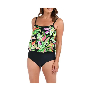 Women's Maxine Rainforest Rainbow Blouson One Piece Swimsuit Sporty 12 Multi