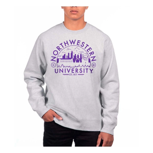 Northwestern Wildcats USCAPE Crew Small Grey Heather