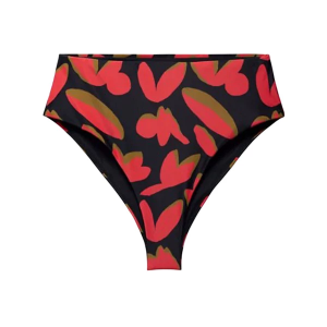 Women's prAna Lahari High Rise Swim Bottoms Contemporary Large Rose Fire Indo Disco