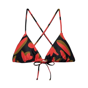 Women's prAna Hana Highway Triangle Swim Bikini Top Contemporary Medium Rose Fire Indo Disco